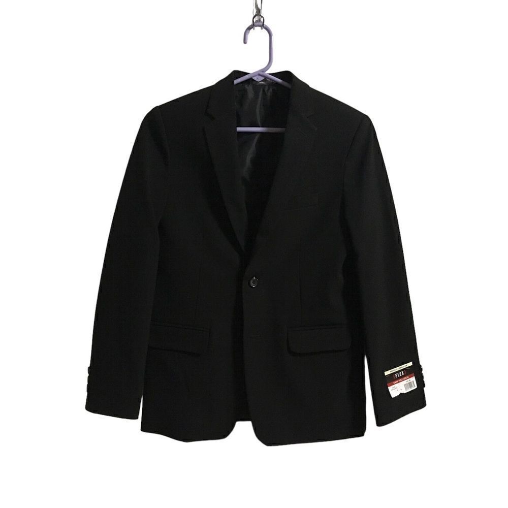 NWT VAN HEUSEN BOYS SIZE 16 BLACK BLAZER!